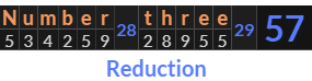 "Number three" = 57 (Reduction)