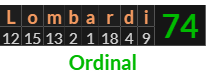 "Lombardi" = 74 (Ordinal)