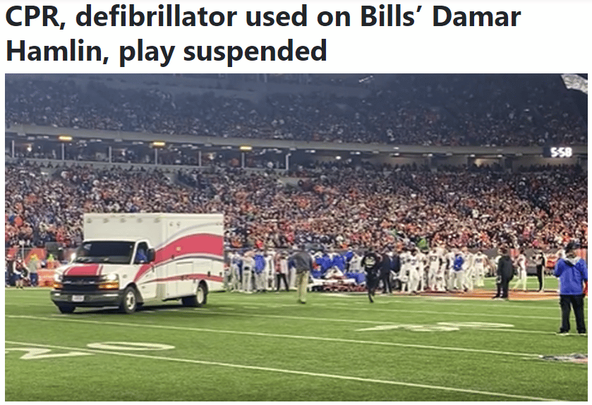 CPR, defibrillator used on Bills’ Damar Hamlin, play suspended