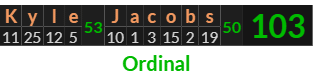 "Kyle Jacobs" = 103 (Ordinal)