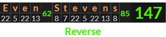"Even Stevens" = 147 (Reverse)
