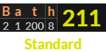 "Bath" = 211 (Standard)