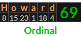 "Howard" = 69 (Ordinal)