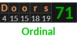 "Doors" = 71 (Ordinal)