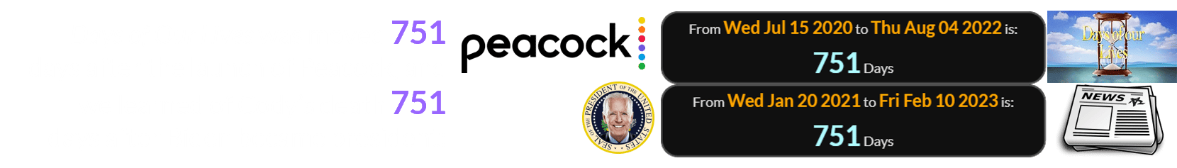 Days of Our Lives was moved 751 days after the launch of Peacock, and we learned of Cody’s death 751 days after Biden became president: