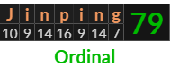 "Jinping" = 79 (Ordinal)