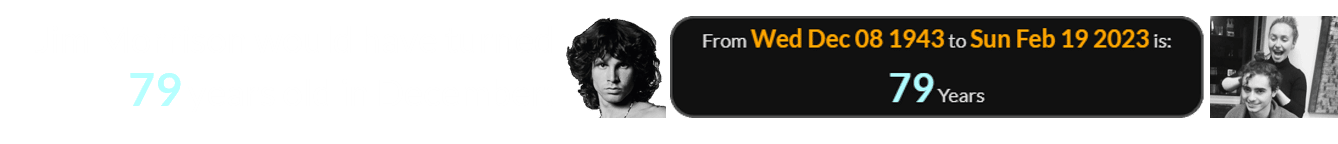 Jim Morrison would have turned 79 years old in December: