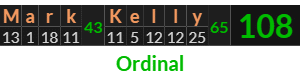 "Mark Kelly" = 108 (Ordinal)