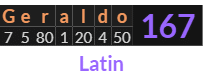 "Geraldo" = 167 (Latin)