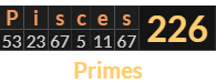 "Pisces" = 226 (Primes)