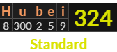 "Hubei" = 324 (Standard)