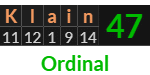 "Klain" = 47 (Ordinal)