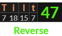 "Tilt" = 47 (Reverse)