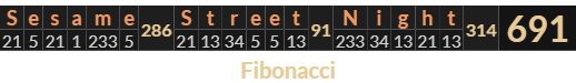 "Sesame Street Night" = 691 (Fibonacci)