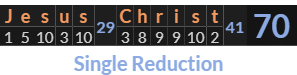 "Jesus Christ" = 70 (Single Reduction)