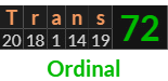 "Trans" = 72 (Ordinal)