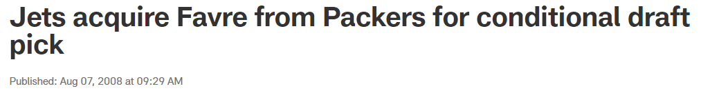 Jets acquire Favre from Packers for conditional draft pick