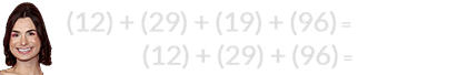 (12) + (29) + (19) + (96) = 156 and (12) + (29) + (96) = 137