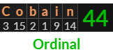 "Cobain" = 44 (Ordinal)