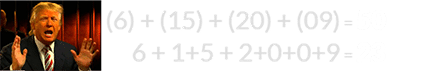 (6) + (15) + (20) + (09) = 50 and 6 + 1+5 + 2+0+0+9 = 23