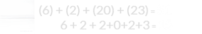 (6) + (2) + (20) + (23) = 51 and 6 + 2 + 2+0+2+3 = 15