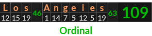 "Los Angeles" = 109 (Ordinal)