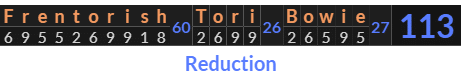 "Frentorish Tori Bowie" = 113 (Reduction)