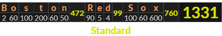 "Boston Red Sox" = 1331 (Standard)