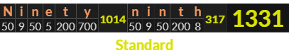 "Ninety ninth" = 1331 (Standard)