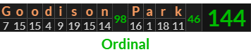 "Goodison Park" = 144 (Ordinal)