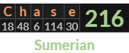 "Chase" = 216 (Sumerian)