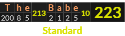 "The Babe" = 223 (Standard)