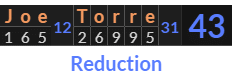 "Joe Torre" = 43 (Reduction)