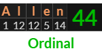 "Allen" = 44 (Ordinal)