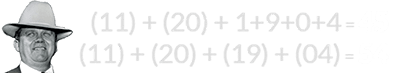 (11) + (20) + 1+9+0+4 = 45 and (11) + (20) + (19) + (04) = 54