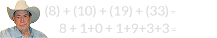 (8) + (10) + (19) + (33) = 70 and 8 + 1+0 + 1+9+3+3 = 25