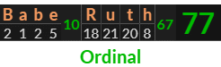 "Babe Ruth" = 77 (Ordinal)