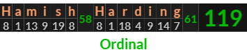 "Hamish Harding" = 119 (Ordinal)