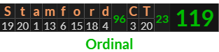 "Stamford CT" = 119 (Ordinal)