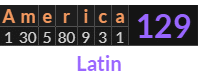 "America" = 129 (Latin)
