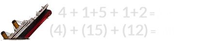 4 + 1+5 + 1+2 = 13 and (4) + (15) + (12) = 31