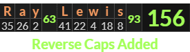 "Ray Lewis" = 156 (Reverse Caps Added)