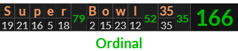 "Super Bowl 35" = 166 (Ordinal)