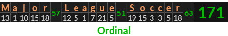 "Major League Soccer" = 171 (Ordinal)