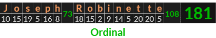 "Joseph Robinette" = 181 (Ordinal)