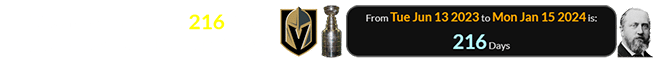 Vegas won the Cup 216 days before Lord Stanley’s birthday: