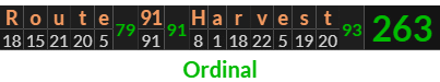 "Route 91 Harvest" = 263 (Ordinal)