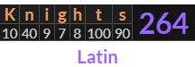 "Knights" = 264 (Latin)