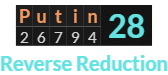 "Putin" = 28 (Reverse Reduction)