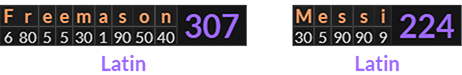 In Latin, Freemason = 307 and Messi = 224